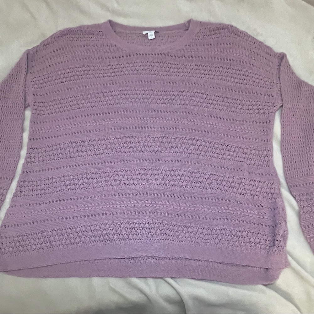J Jill Tunic‎ Sweater Womens Size L Mauve/purple Open Knit A7 - Picture 2 of 7